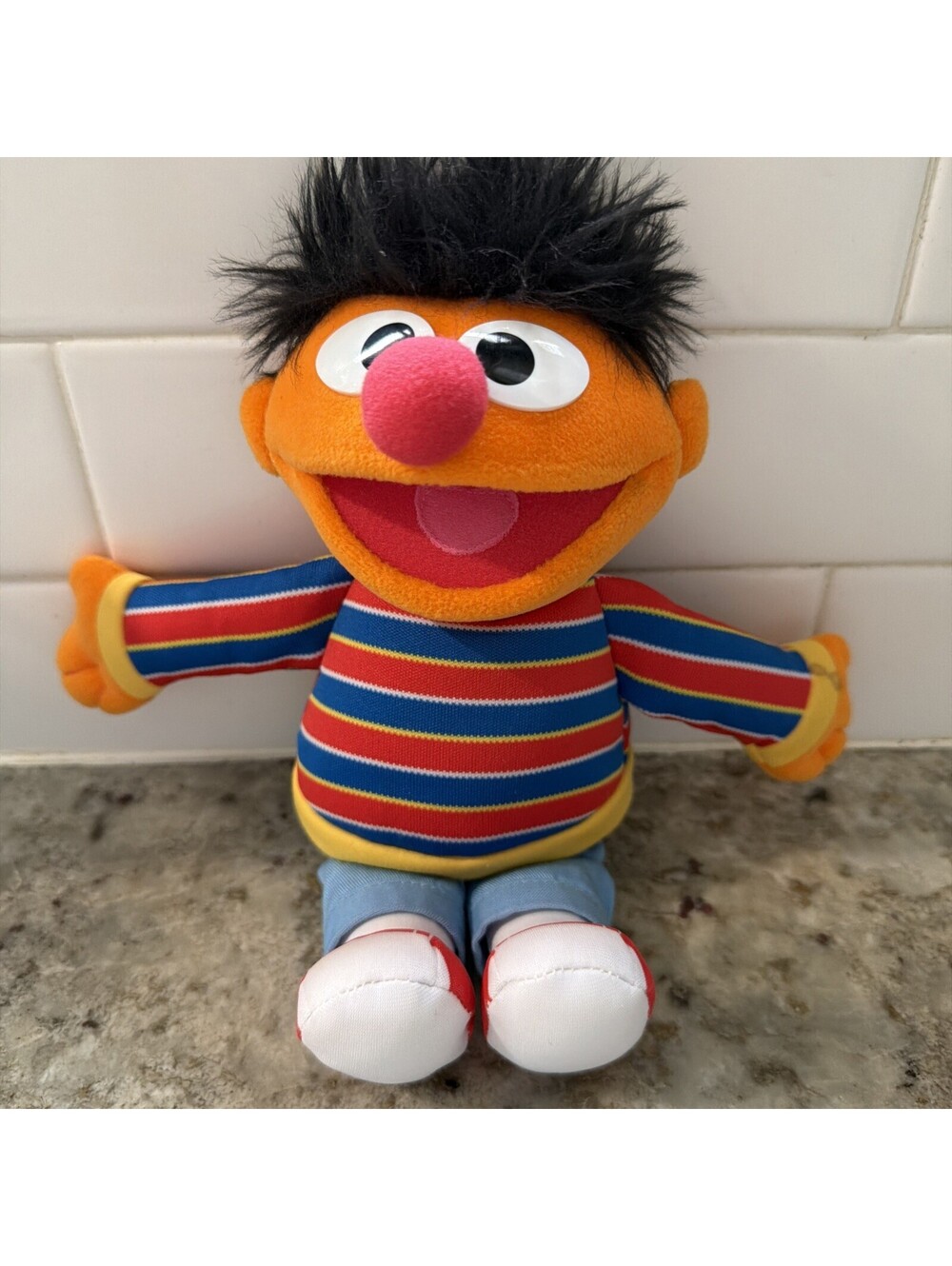 Gund Sesame Street Ernie Plush Striped Sweater Vintage 2002 Toy 75365 10 Inch